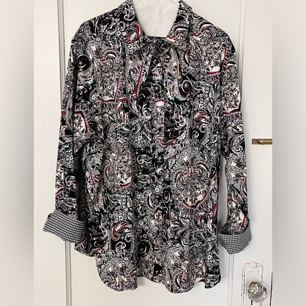 Chaps long sleeved button down shirt, paisley, 2X